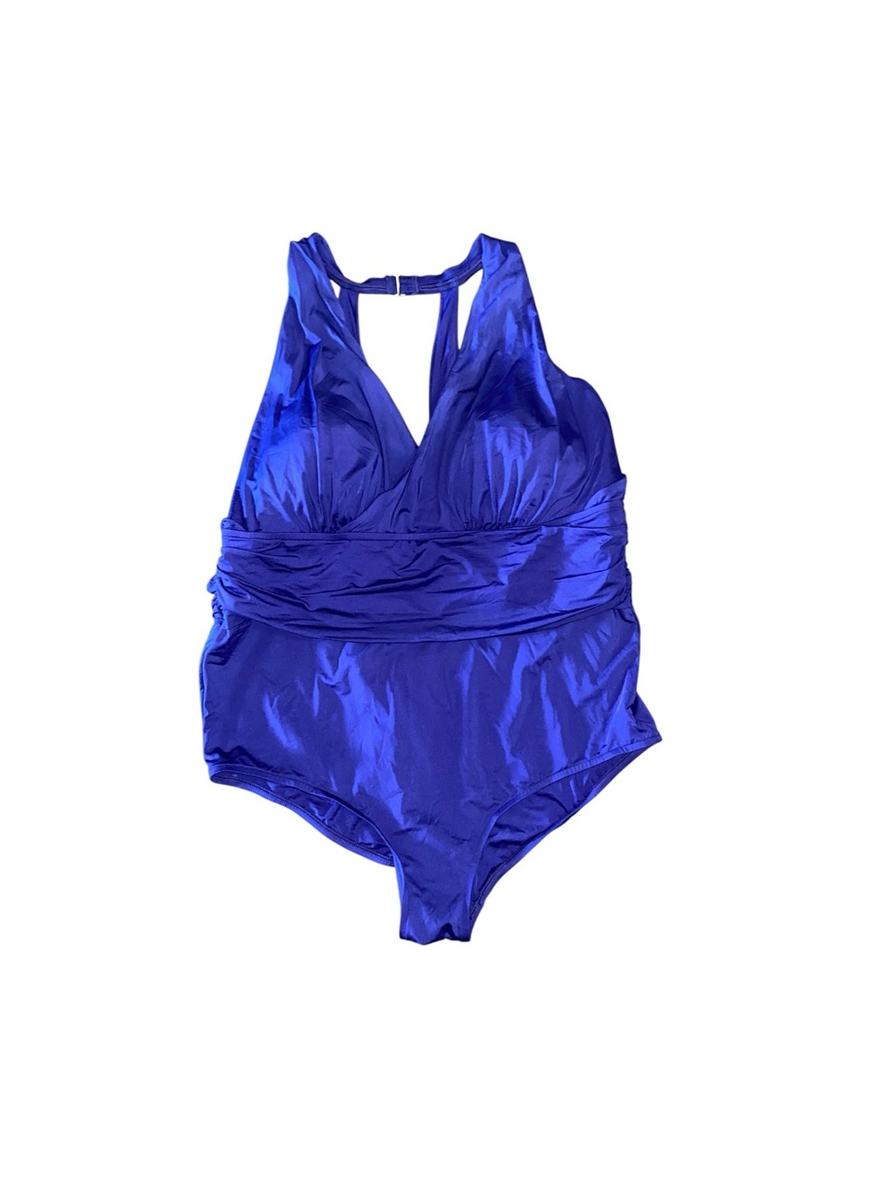Badgley Mischka Plus size Dip BackMaillot One piece Swimsuit royal blue Vacation - Picture 4 of 12